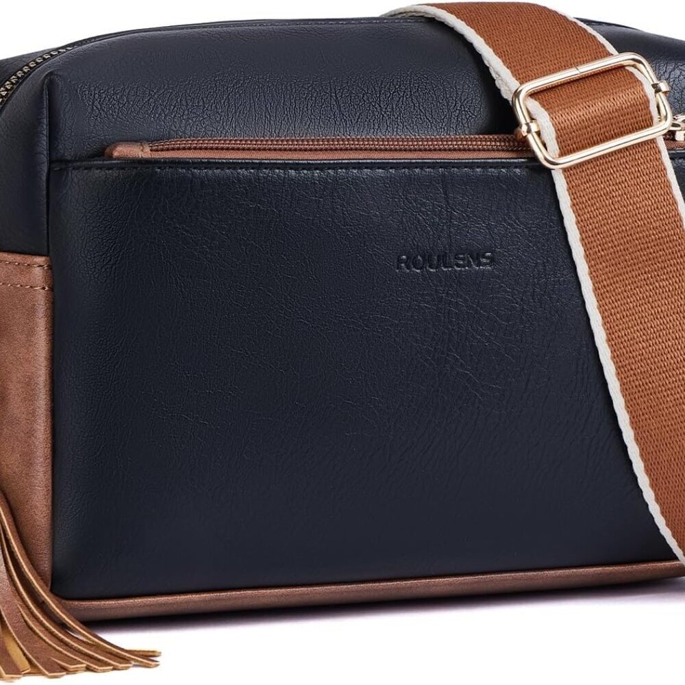 Triple Zip Small Crossbody Bag for women,Wide Strap Cell Phone Purse Shoulder Ha